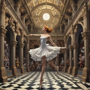 Graceful Dancer Art Print in White and Tan 8x10